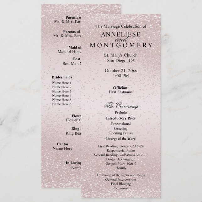 Programme Elegant Rose Glitter  -  Program (Devant / Derrière)