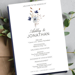 Programme Élégant Rustique moderne Mariage Fleur sauvage