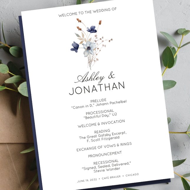Programme Élégant Rustique moderne Mariage Fleur sauvage (Créateur téléchargé)