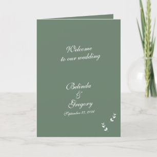 Programme Elégant Sage Green Script Mariage Commande de serv