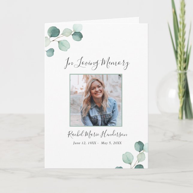 Programme Elégant Sage Vert verdure Eucalyptus Funérailles (Devant)