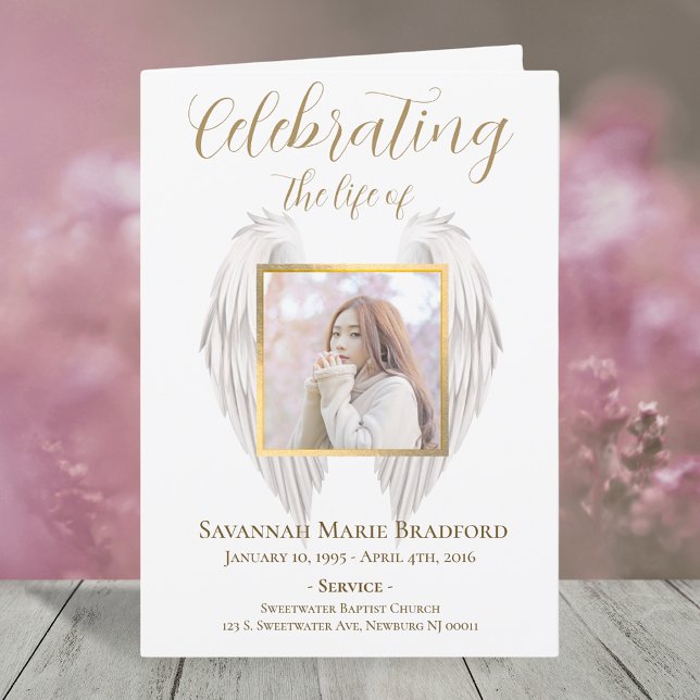 Programme Elégant Wings Memorial Service Funéraire Photo (Créateur téléchargé)