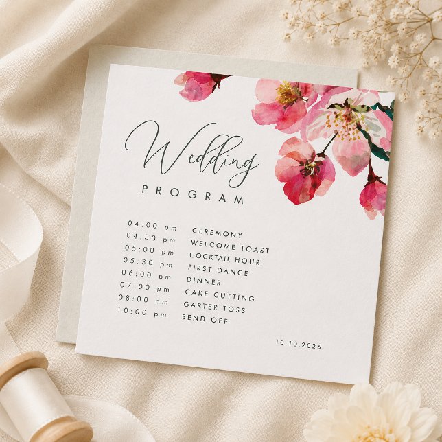 Programme Élégante aquarelle Rose corail Mariage floral (Créateur téléchargé)