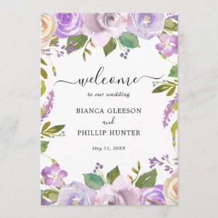 Programme Elégante aquarelle violet violet Mariage floral