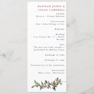 Programme Elégante Baies d'hiver Rouge Vert Aquarelle