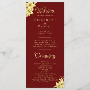 Programme Elégante Bourgogne avec Mariage de typographie or