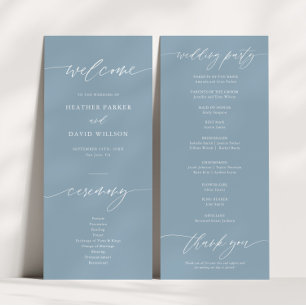 Programme Elégante cérémonie de mariage Dusty Blue