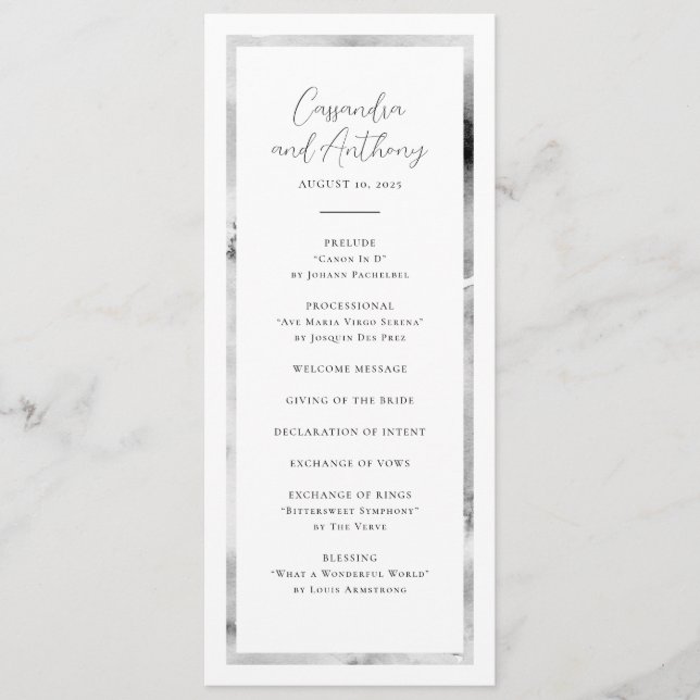Programme Elégante Mariage en marbre noir et blanc (Devant)