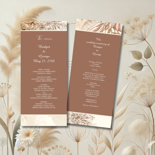 Programme Elégante pampas herbe Boho Neutral Mariage (Créateur téléchargé)