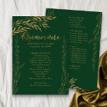 Programme Élégante quinceanera Emerald Green et Gold Leaf<br><div class="desc">Cet élégant programme vert émeraude et or quinceanera est prêt à personnaliser avec votre ordre d'événements, remerciements spéciaux et toute autre information que vous souhaitez ajouter. Le design comprend des feuilles à trait fin, des feuilles d'or massif et des confettis. Parcourez ma collection Gold Leaf ou envoyez-moi un message pour...</div>
