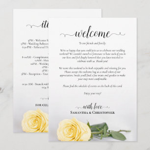 Programme Élégante Rose Jaune Mariage Bienvenue & Itinéraire