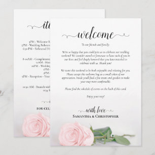 Programme Élégante Rose Pâle Rose Mariage Bienvenue & Itinér