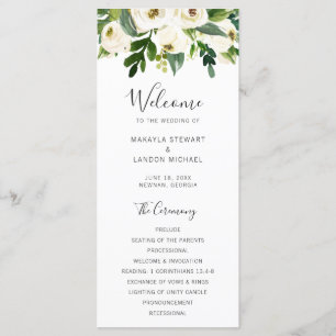 Programme Élégante verdure Blanc Floral Mariage