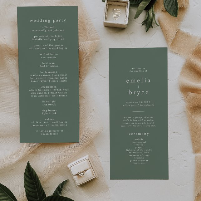 Programme EMELIA Woodland Nature Rustique Sage Forest Mariag (EMELIA Woodland Nature Rustic Sage Forest Wedding Program)