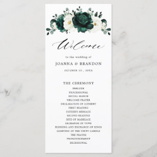 Programme Emerald Green Eucalyptus Blanc Floral Mariage