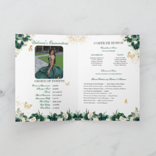 Programme Emerald Green Floral Tiara Butterfly Quinceanera