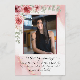 Programme En Mémoire d'amour Blush Fleur rouge funérailles