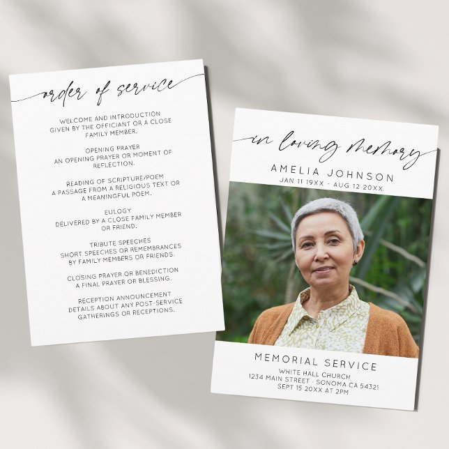 Programme En mémoire d'amour Photo Funérailles Ordre de serv (Créateur téléchargé)