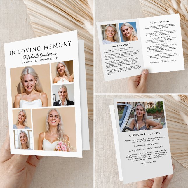 Programme En souvenir affectueux Moderne plié funéraire à 9  (Créateur téléchargé)