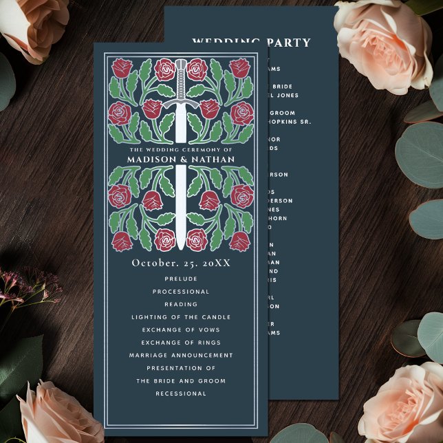 Programme Épée argentée florale médiévale grise pour mariage (Créateur téléchargé)