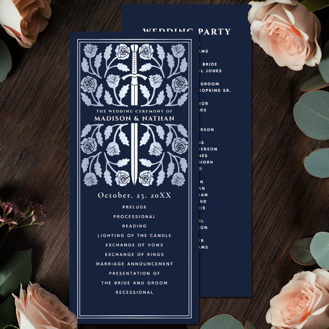 Programme Épée argentée médiévale bleue Mariage royal (Créateur téléchargé)