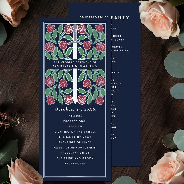 Programme Épée Fleurie Médiévale Bleue Mariage Royal Argent (Créateur téléchargé)