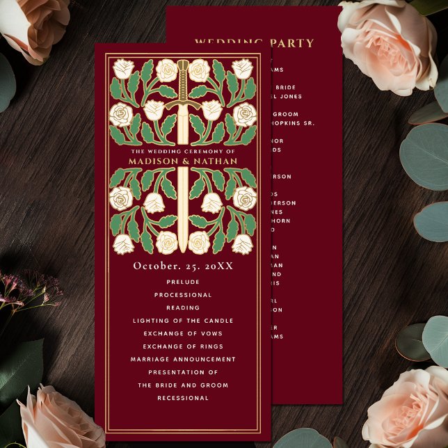 Programme Épée Fleurie Rouge Blanc Mariage Royal Or (Créateur téléchargé)