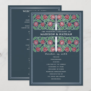 Programme Épée florale argentée médiévale grise pour mariage