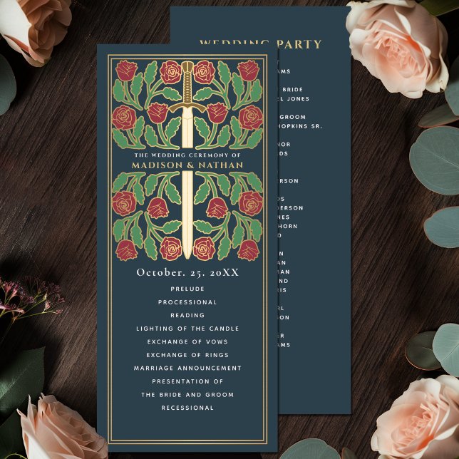 Programme Épée florale médiévale grise et or Mariage royal (Créateur téléchargé)