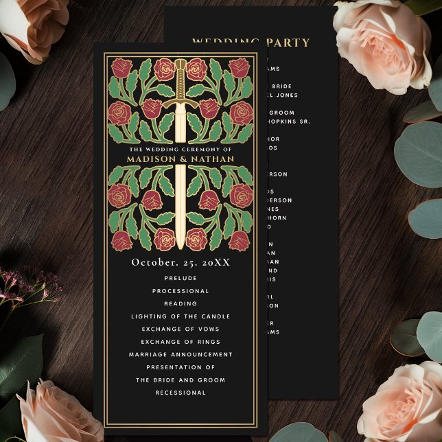 Programme Épée florale médiévale noire or mariage royal (Créateur téléchargé)