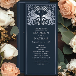Programme Épée médiévale royale bleu et argent Lion Mariage