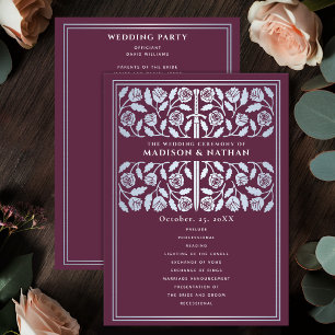 Programme Épée Royale de Mariage Mauve Médiévale Argentée