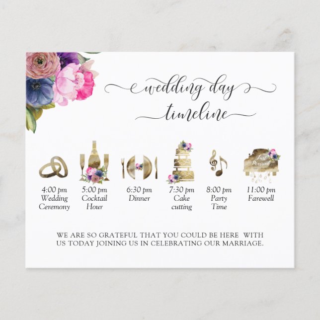 Programme et chronologie Mariage violet, rose, ble (Devant)