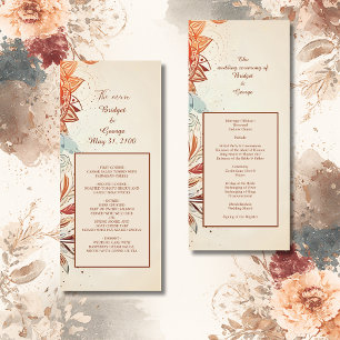programme et menu mariage vintage beige naturel