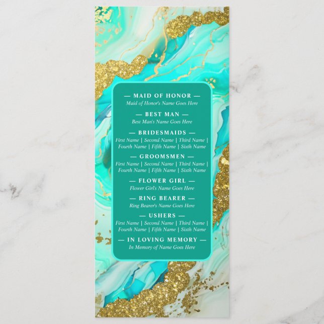 Programme Ethereal Elegance Turquoise Geode Inspiré Mariage (Dos)