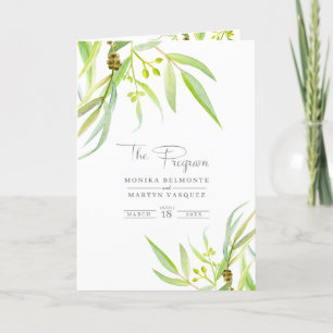Programme Eucalyptus feuille aquarelle vert mariage