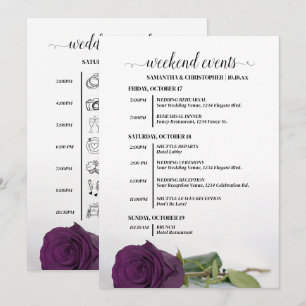 Programme Événements & Calendrier de Mariage Rose Pourpre Él