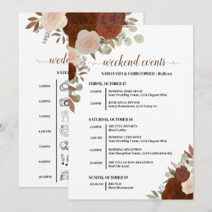 Programme Événements & Calendrier de Mariage Roses d'Automne