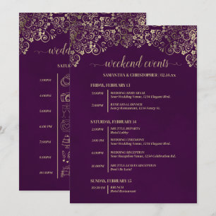 Programme Événements & Timeline de Mariage Élégant Prune & O