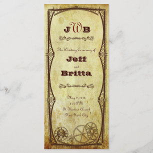 Programme Faux Antique Gold Victorian Steampunk Mariage