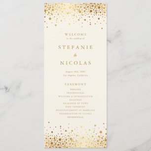 Programme Faux Gold Foil Confetti Dots Mariage ivoire