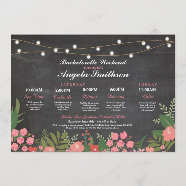 Programme Fête des mariées Chalk Coral Itinéraire Bacheloret (Devant)