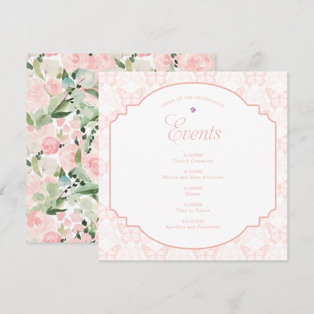 Programme Fête florale de papillon rose pâle (Devant / Derrière)