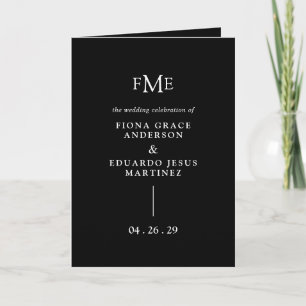 Programme Fiona Black Monogramme Moderne Mariage Élégant