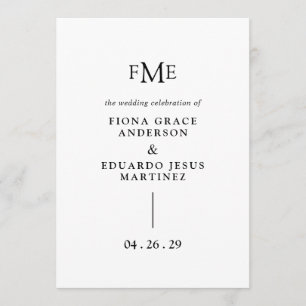 Programme Fiona Noir et Blanc Gras Monogramme Mariage modern