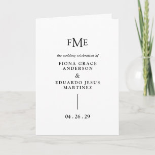 Programme Fiona Noir et Blanc Gras Monogramme Mariage modern