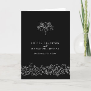 Programme Fleur de lis noir et blanc mariage d'art monogramm
