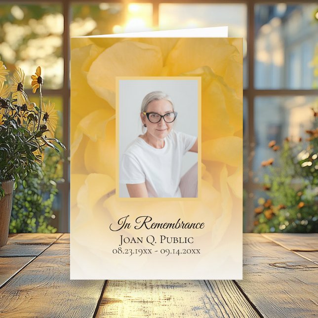 Programme Fleur de rose jaune Pétales service funéraire plié (Créateur téléchargé)