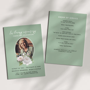 Programme Fleur floral aquarelle sarcelle Photo funéraire 2