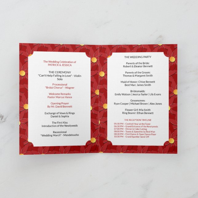 Programme Fleur géométrique rouge et or (Intérieur)